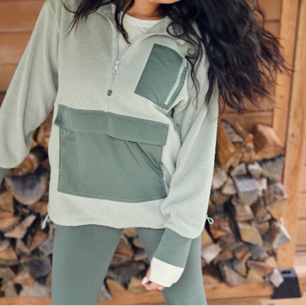 Offline by Aerie Sherpa Nylon Quarter Zip Jacket